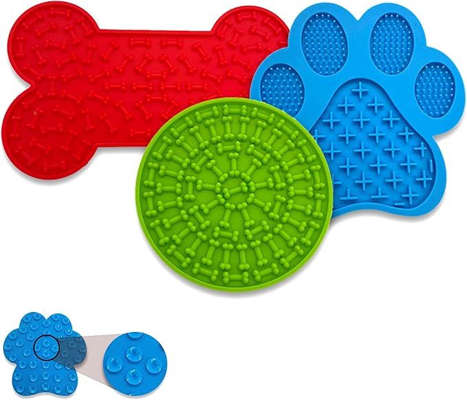 Amazon.com: ECOUR Licking mat for Dogs & Cats 3 Pack, Dog Slow Feeder, Lick mat for Dogs with Suc... | Amazon (US)