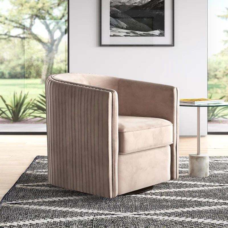 Remaley 30'' Wide Swivel Barrel Chair | Wayfair North America