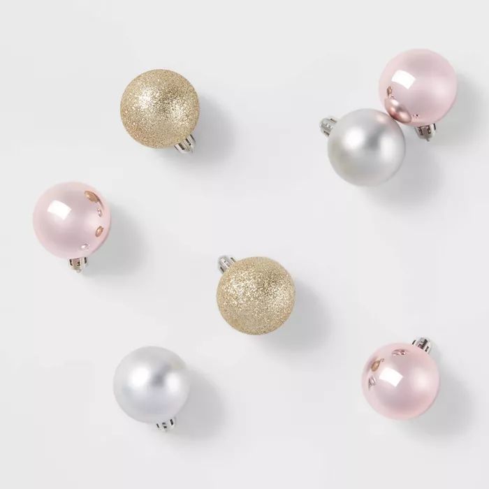 24ct/40mm Christmas Ornament Set Blush & Champagne - Wondershop™ | Target