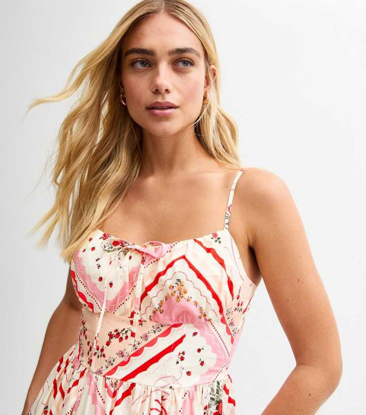 Pink Patchwork Print Corset Midi Dress | New Look | New Look (UK)