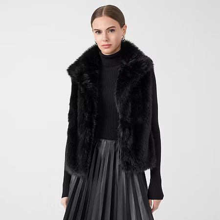 RM Rebecca Minkoff Womens Faux Fur Vest, X-small, Black | JCPenney