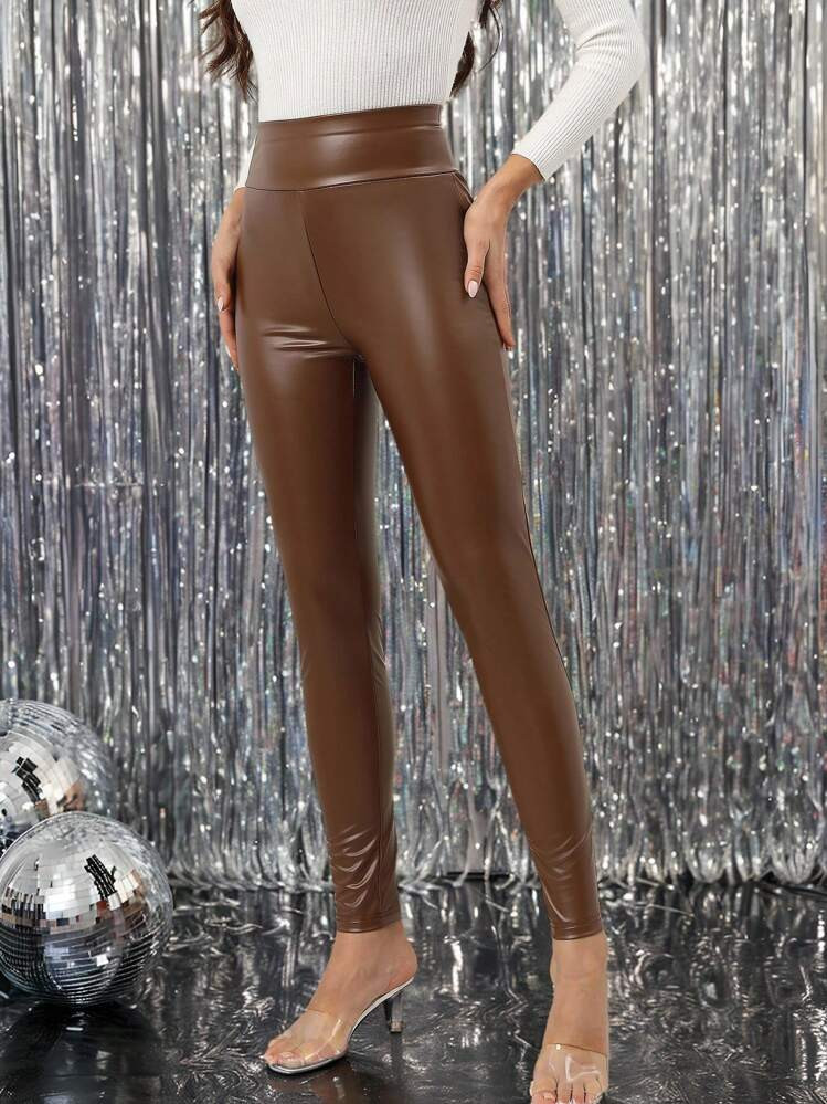 Gownix Ladies' High Waist Pu Leggings | SHEIN