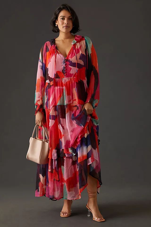 The Marais Printed Chiffon Maxi Dress | Anthropologie (US)