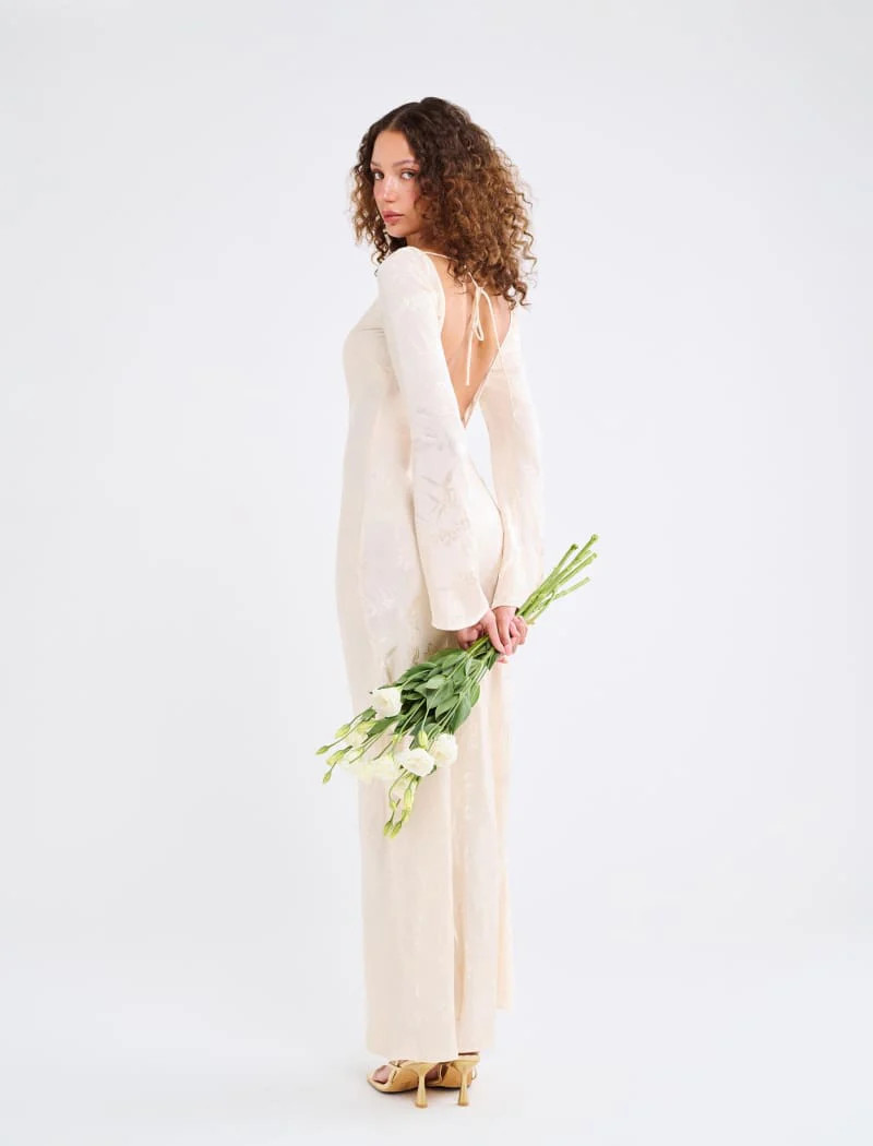 Sweet Talker Maxi Dress | Ivory Jacquard | Rumored