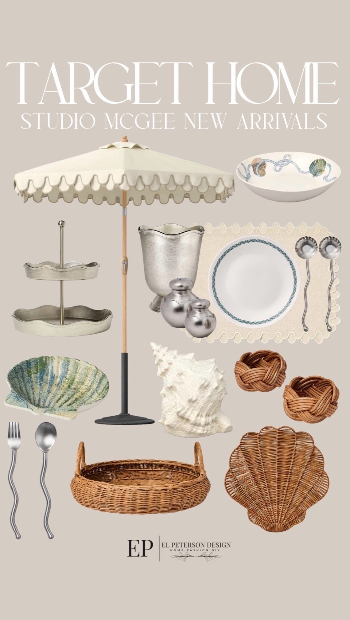 Target
New Arrivals-studio mcgee
Outdoor umbrella
Silverware
Salt and pepper shaker
Place mats
Plates
Tray
Napkin rings

#LTKHome