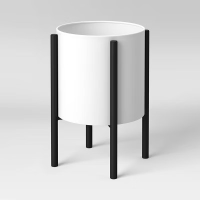 Iron Indoor/Outdoor Planter with Stand White/Black - Project 62™ | Target