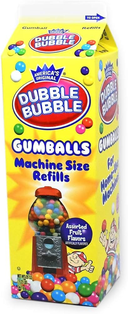 Dubble Bubble Gumball Machine Refill Carton - Bulk Bubblegum Balls - .625 Inch Assorted Gumballs ... | Amazon (US)