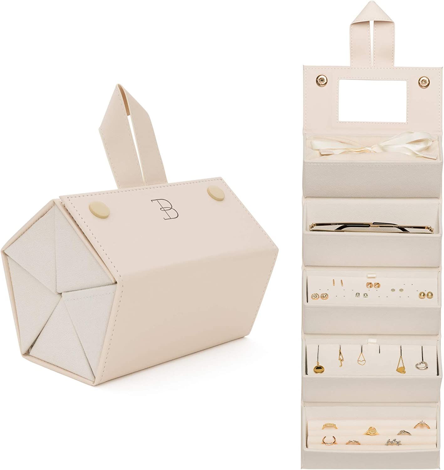 Travel Jewelry Organizer Jewelry Box – Luxurious, Compact Jewelry Travel Organizer w/Necklace H... | Amazon (US)