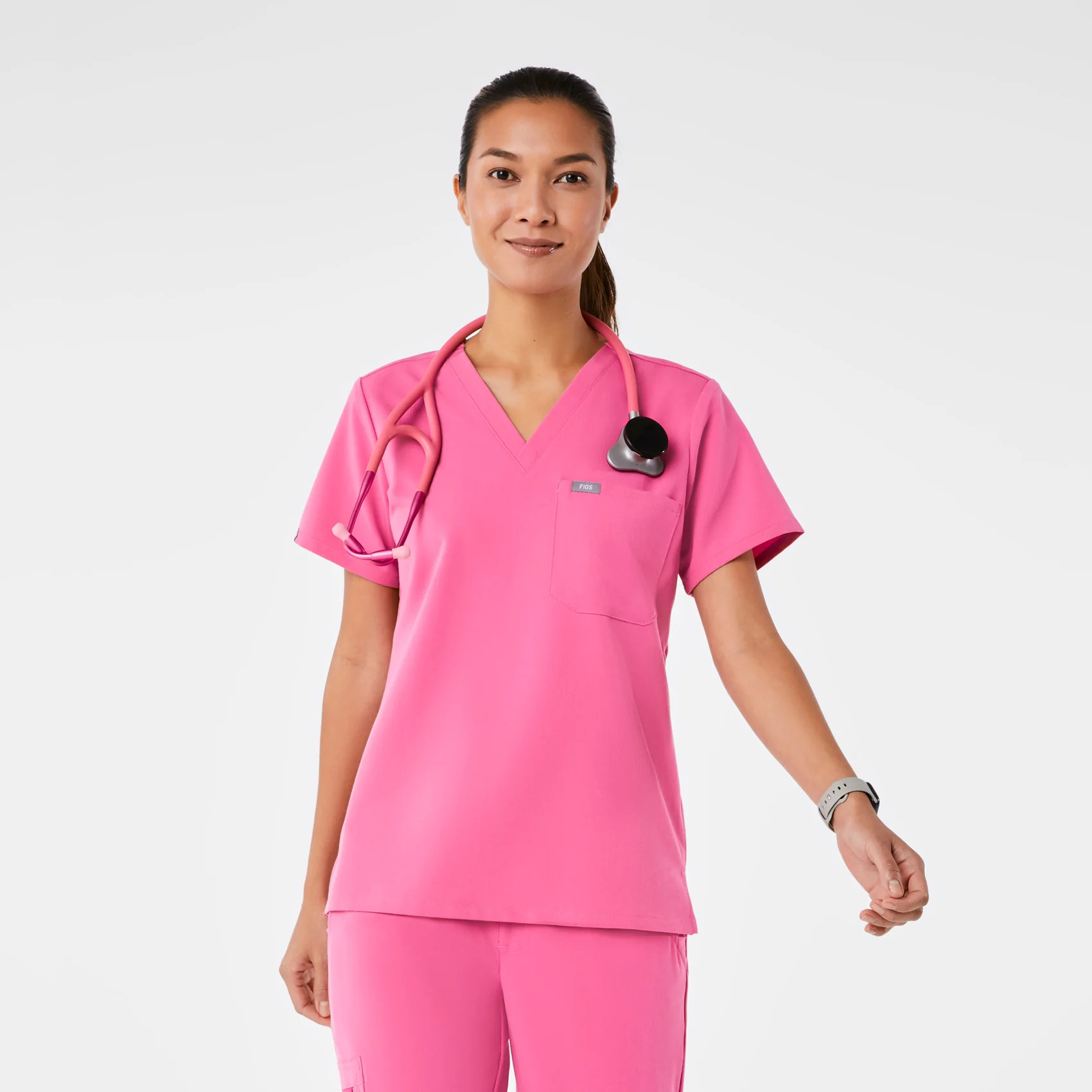 Women's Catarina One-Pocket Scrub Top™ - F*ing Pink · FIGS | FIGS