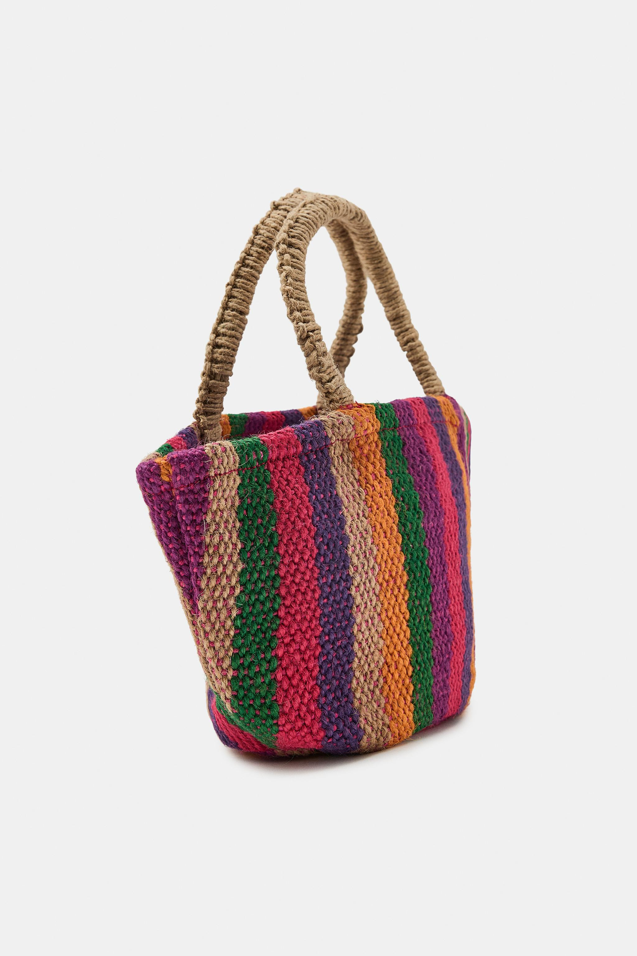 OVAL JUTE STRIPED MINI BAG | Zara US