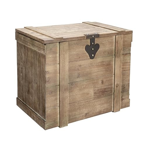 Household Essentials Antiqued Decorative Trunk, Large, Chinese Fir Panel and MDF, Smooth Backing and Metal Hinge Accent, Flat Top and Stay-Open Lid | Amazon (US)