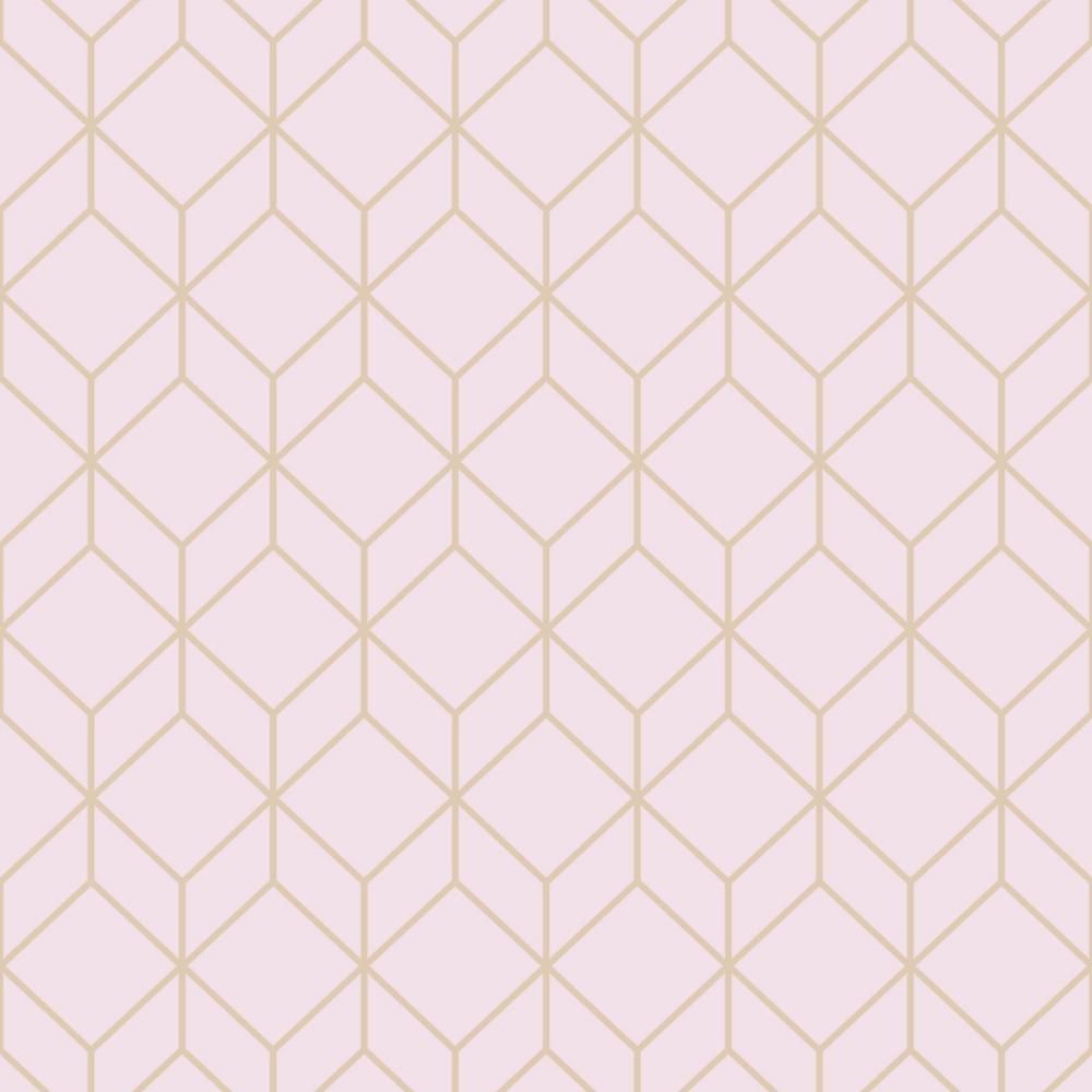 Graham & Brown Myrtle Geo Vinyl Strippable Wallpaper (Covers 56 sq. ft.), Pink/Rose Gold | The Home Depot