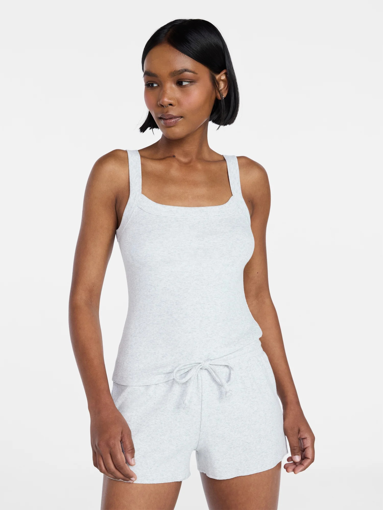 No Boundaries Rib Tank Top and Shorts Sleep Set, 2-Piece, Women's XXS-3X | Walmart (US)