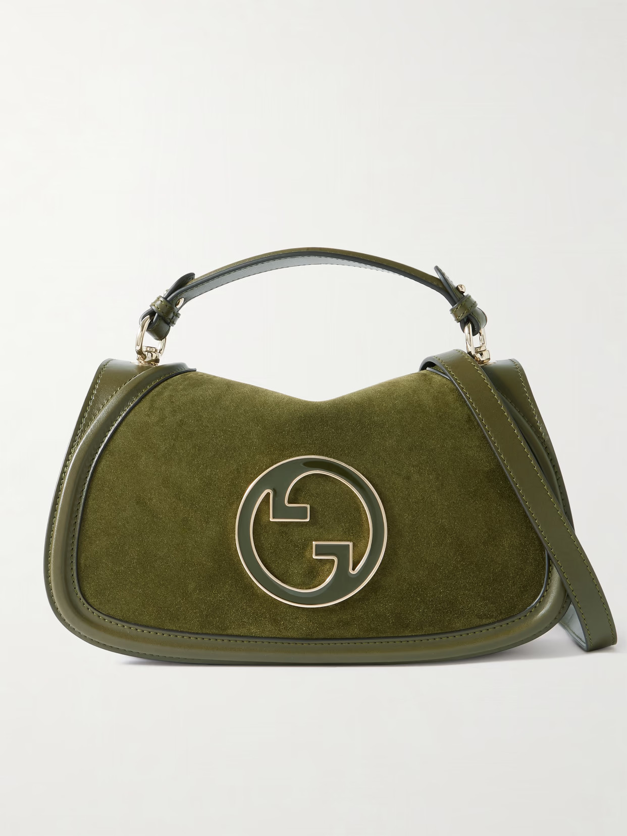 Gucci - Blondie Suede And Leather Shoulder Bag - Green - One size | NET-A-PORTER APAC