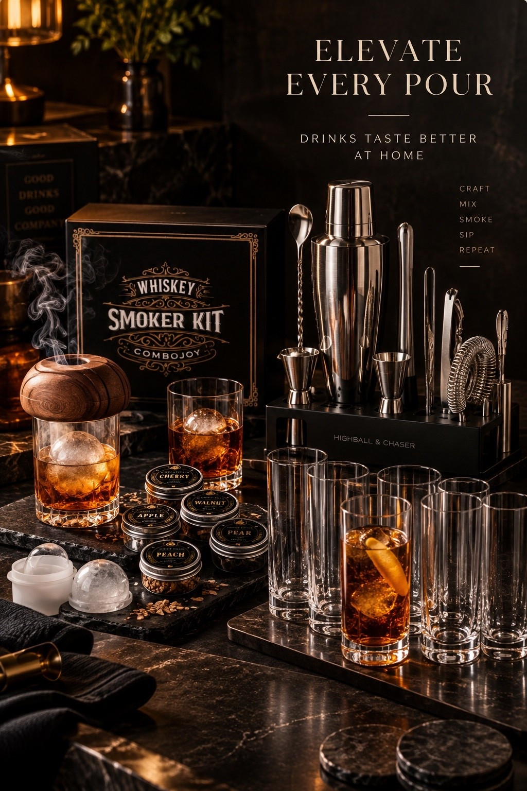 The kind of bar setup that makes staying in feel like an upgrade. 🥃

A whiskey smoker, polished cocktail tools, proper glassware—the details that turn an ordinary pour into a whole experience. Moody, elevated, and just impressive enough when guests come over.

Because the best home bars don’t just serve drinks. They set the mood.

#AmazonFinds #AmazonHome #HomeBar #Barware #CocktailEssentials #WhiskeySmoker #WhiskeyLovers #CocktailKit #EntertainingAtHome #HostInStyle #LuxuryHome #AffordableLuxury #ElevatedLiving #AmazonMustHaves #CallsignDesign
