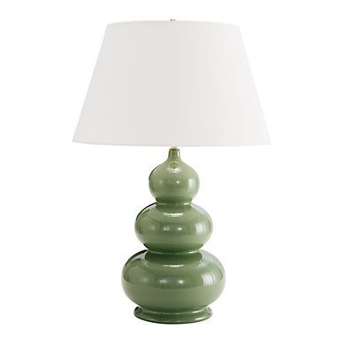 SK Triple Gourd Lamp & White Linen Shade with Brass Socket | Ballard Designs, Inc.