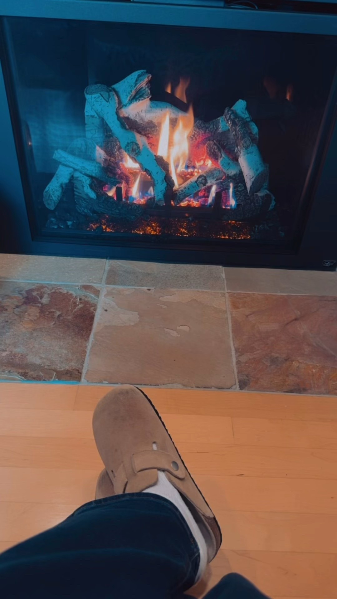 Working fireside wearing my house shoes! 
These are the Quince mules. They fit tts and are so comfortable.

#LTKHome #LTKGiftGuide #LTKOver40