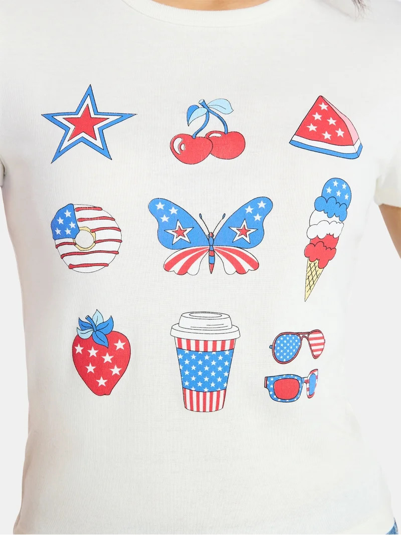 Social Edition Women's American Symbol Graphic Tee with Short Sleeves, Sizes XXS-XXL | Walmart (US)
