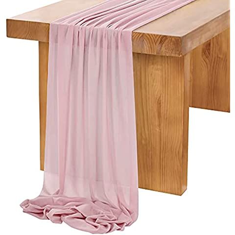 Socomi 10ft Dusty Rose Chiffon Table Runner 29x120 Inches Wedding Runner Sheer Bridal Shower Chri... | Amazon (US)