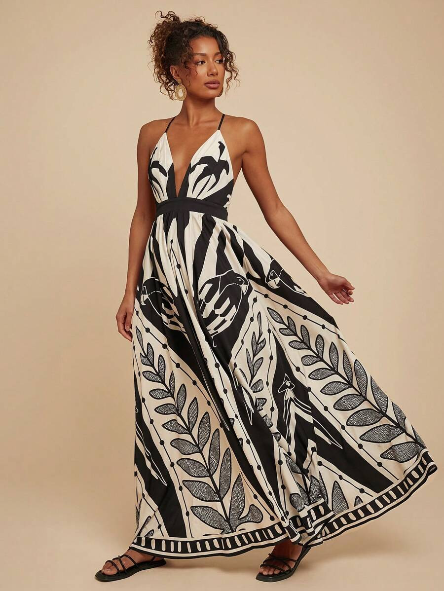 Travachic Tropical Print Beach Dress,Sun Dress | SHEIN