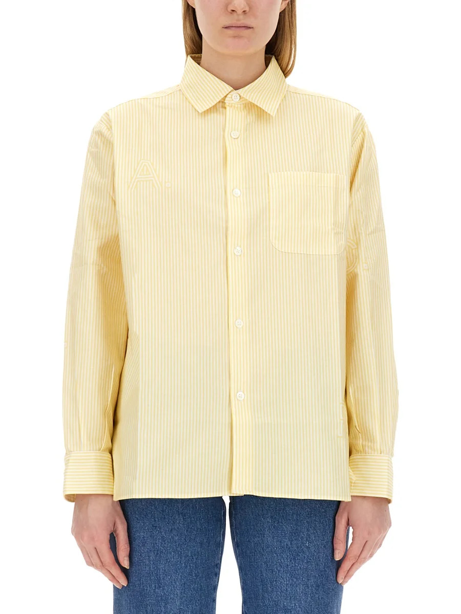 A.P.C. Logo Printed Striped Buttoned Shirt | Cettire Global