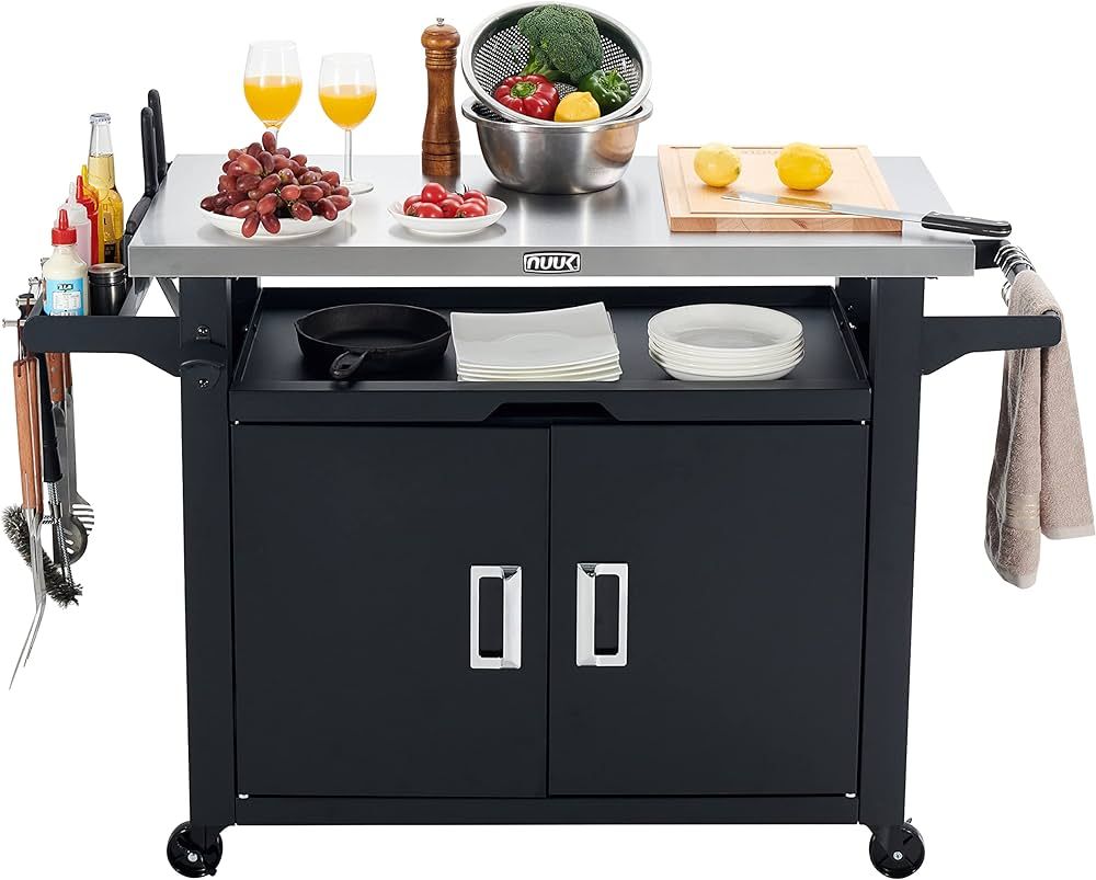 NUUK Pro 42-Inch Rolling Outdoor Kitchen Island and BBQ Serving Cart, with Heavy Duty Wooden Cutt... | Amazon (US)
