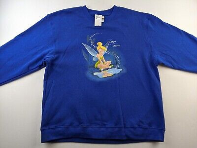 Tinkerbell Disney Store Sweatshirt Women XL Blue Graphic Sweater Pullover FLAWED  | eBay | eBay US