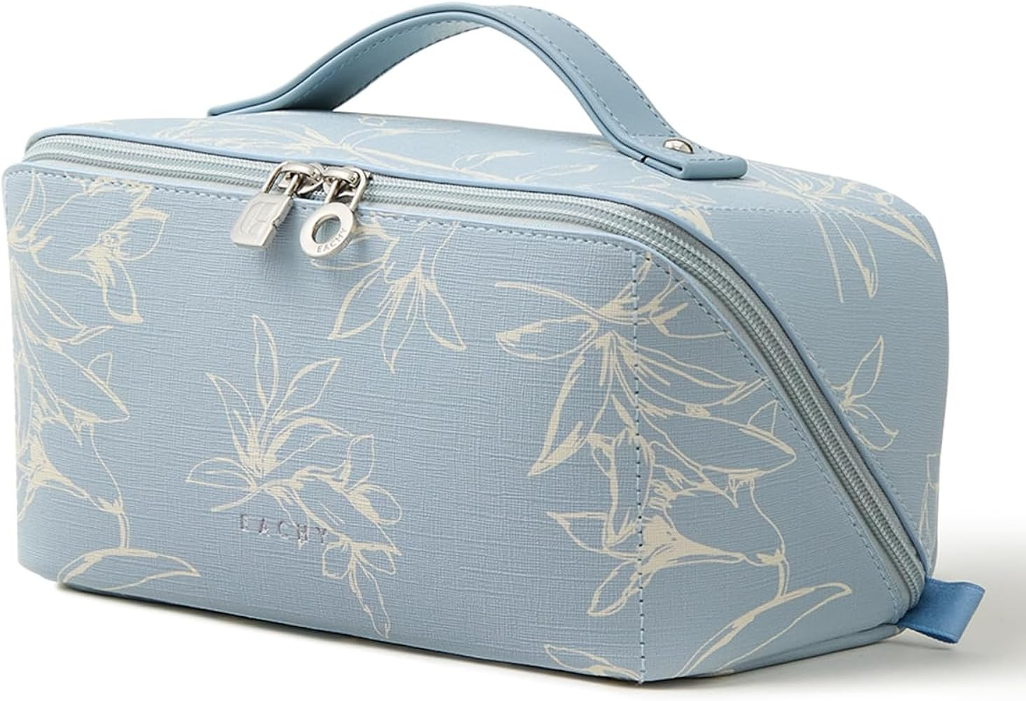 Amazon.com: EACHY Travel Makeup Bag, Large Capacity Cosmetic Bags for Women, Waterproof Portable Pouch Open Flat Toiletry Bag Pattern Makeup Bag (F-Blue) : Beauty & Personal Care | Amazon (US)