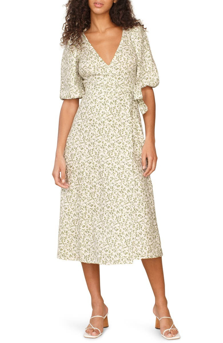 Mint Linen Midi Wrap Dress | Nordstrom