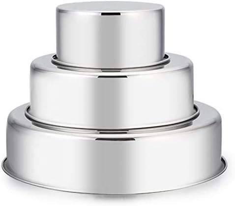 Amazon.com: Cake Pan Set of 3 (4 inch/6 inch/8 inch), E-far Stainless Steel Small Round Layer Cak... | Amazon (US)