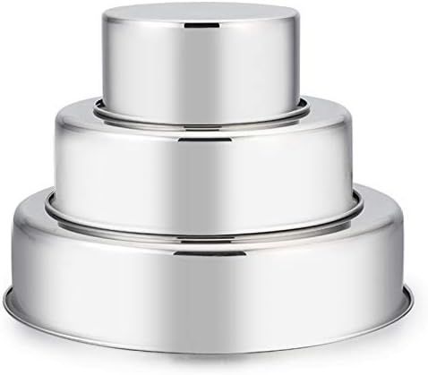 Amazon.com: Cake Pan Set of 3 (4 inch/6 inch/8 inch), E-far Stainless Steel Small Round Layer Cak... | Amazon (US)