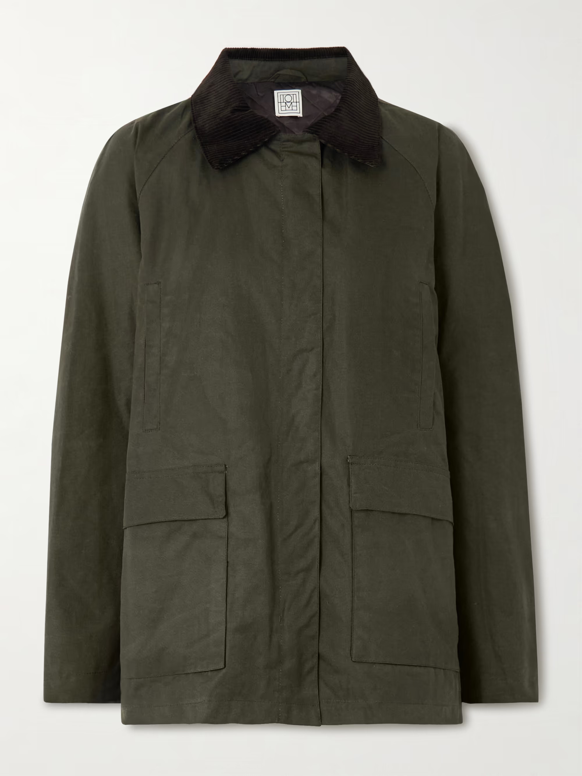 Oversized corduroy-trimmed waxed organic cotton jacket | NET-A-PORTER (US)
