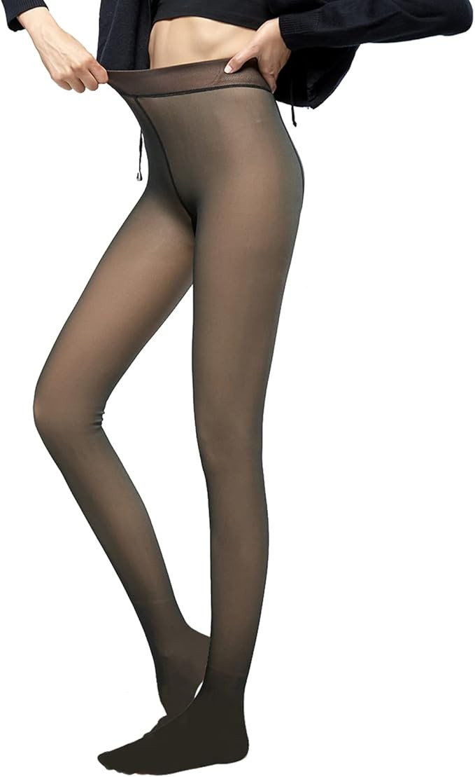 Fleece Lined Tights for Women High Waisted Winter Warm Sheer Black Womens Thick Tights Thermal Fa... | Amazon (US)