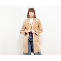 Beige Suede Coat Women Vintage 80S Minimalistic Suede Long Jacket Casual Style Coat Clothing Blazer  | Etsy (US)