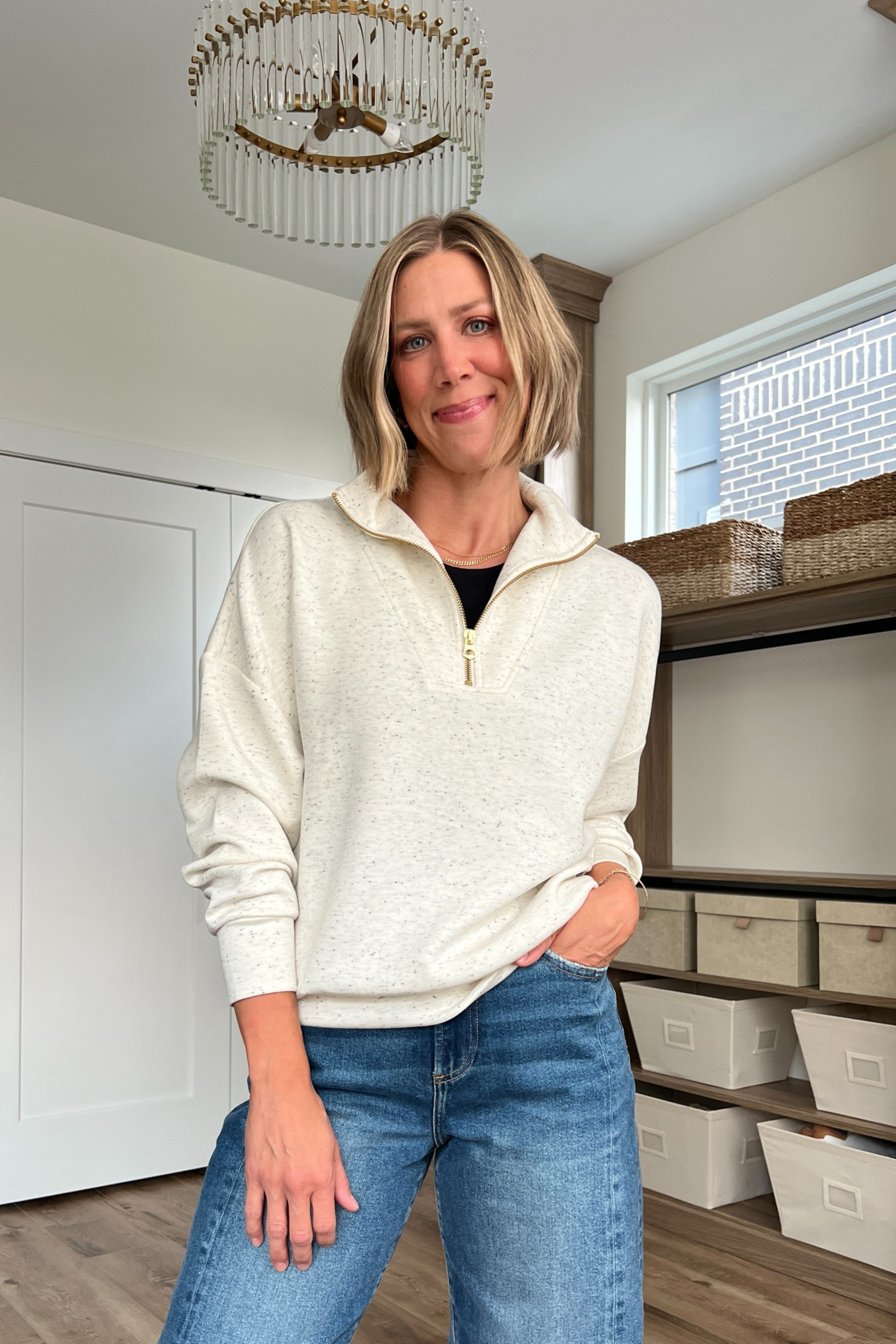 Wearing XS half zip sweatshirt (matching shorts available), tank XS, 25 jeans 

#LTKStyleTip #LTKFindsUnder100 #LTKOver40