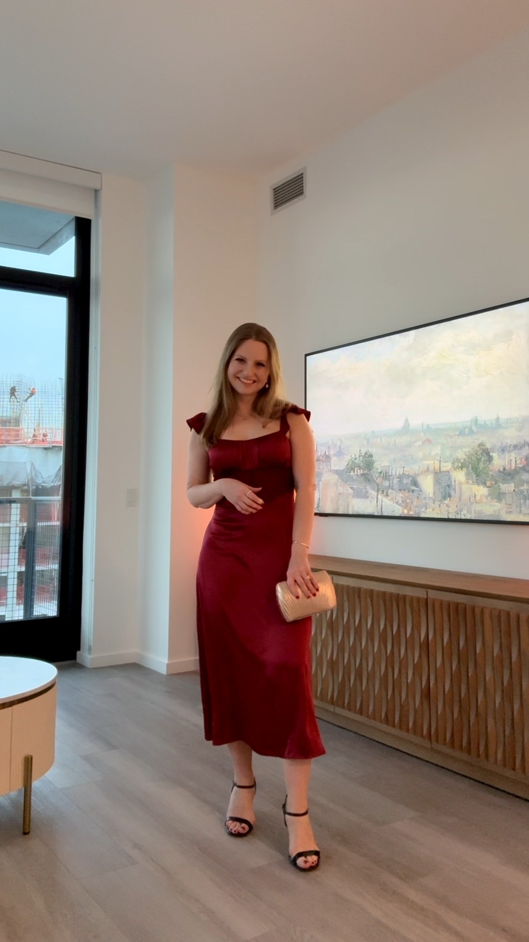 So in love with this satin dress from Aritzia ✨ This crimson color is selling out, but navy and black are fully in stock and beautiful! Wearing a size 0. 

NYE outfit, NYE party, holiday outfit, occasion dress 

#LTKHoliday #LTKWedding #LTKootd