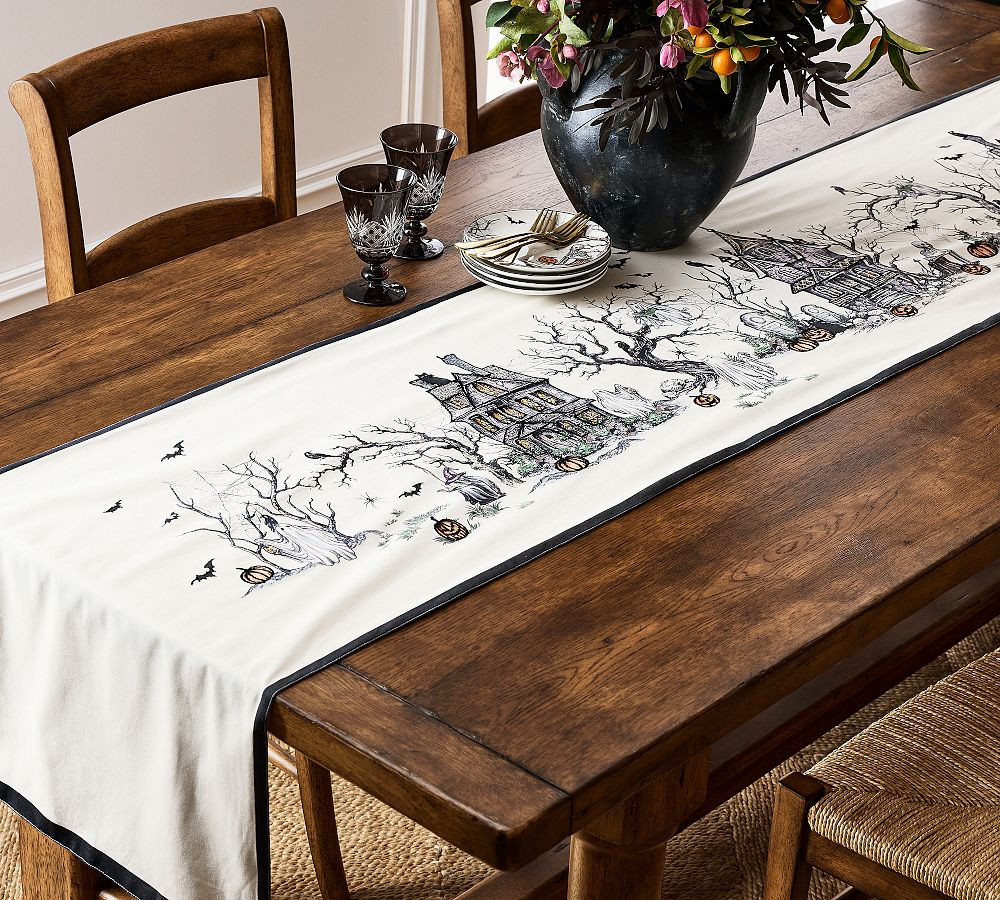 Midnight Manor Embroidered Cotton Table Runner | Pottery Barn (US)