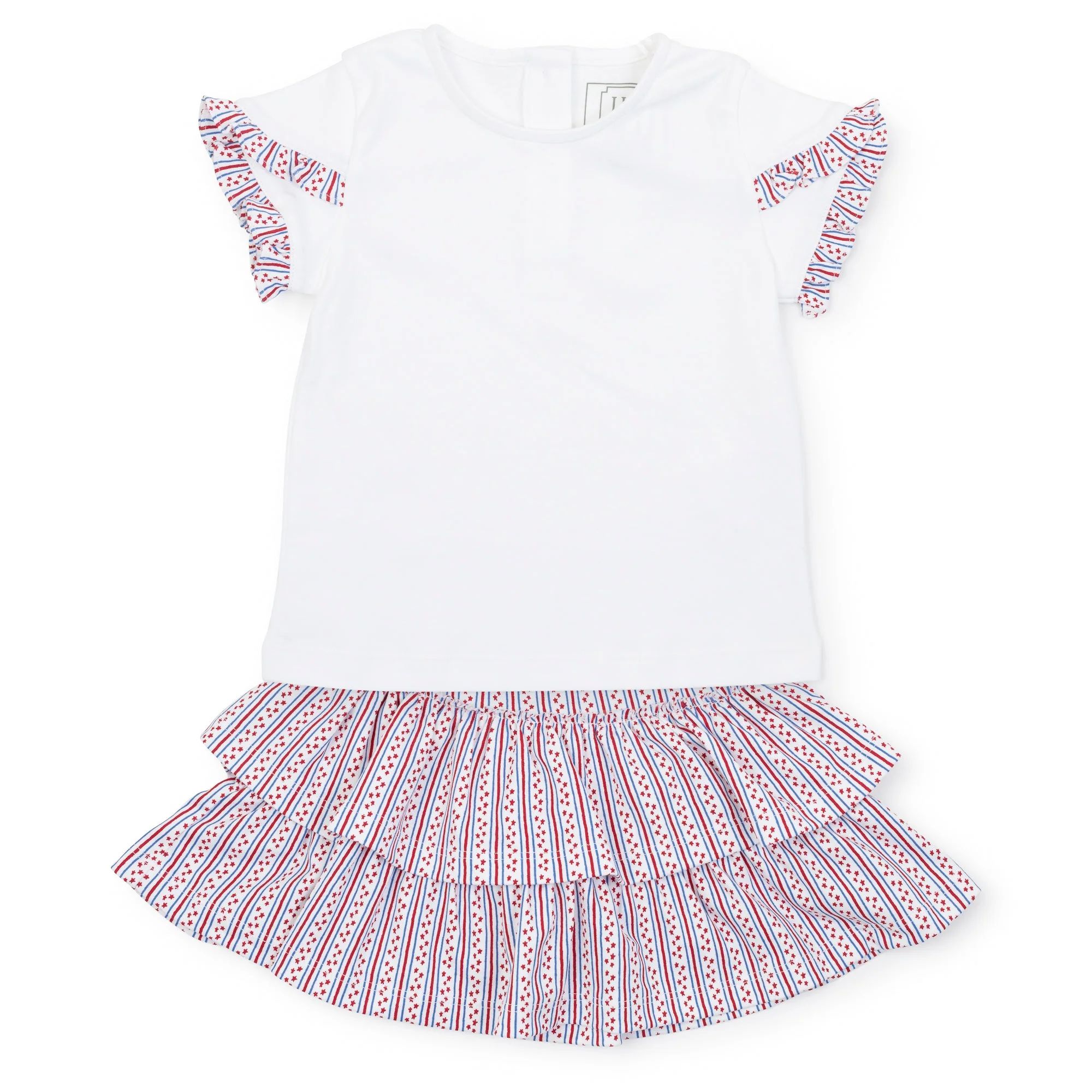 Lila and Hayes Winnie Girls' Pima Cotton Skirt Set - Stars and Stripes | JoJo Mommy