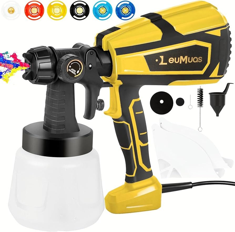 Paint Sprayer, 1000W HVLP Electric Paint Spray Gun Sprayers with 6 Copper Nozzles 3 Spray Pattern... | Amazon (US)