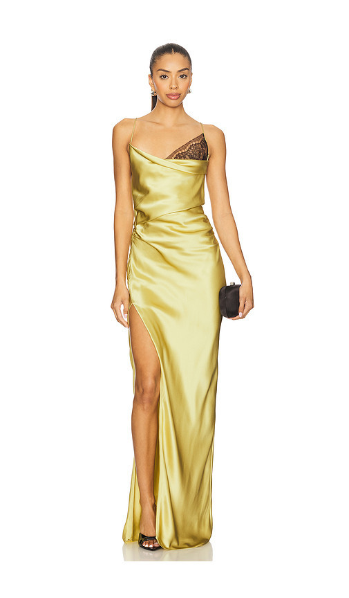 The Sei Lace Inset Cowl Gown in Citrine. Size 0 | Revolve Clothing (Global)