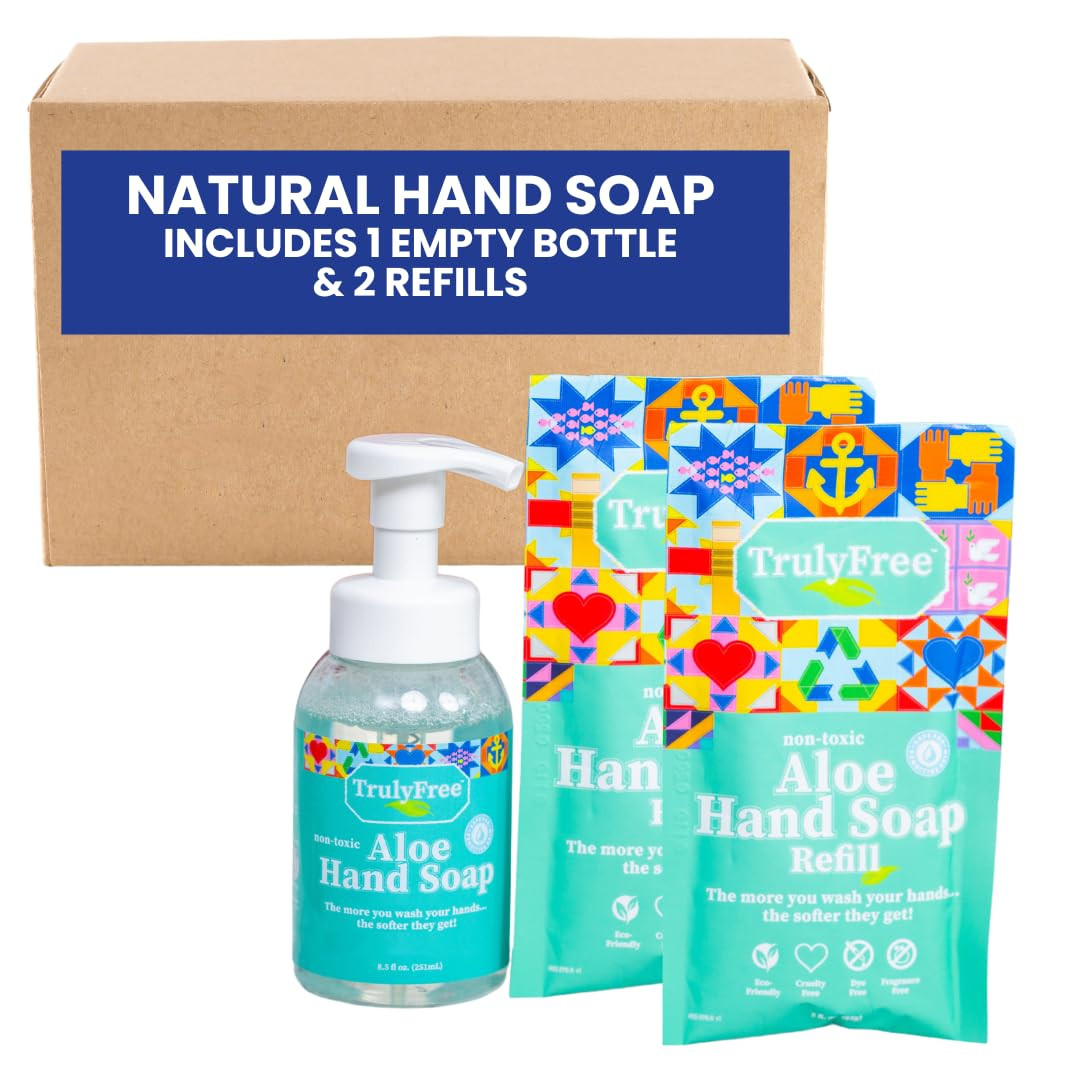 Truly Free Aloe Unscented Hand Soap - 10x Concentrated Aloe Vera, Non-Drying Gentle Cleanser - Ba... | Amazon (US)