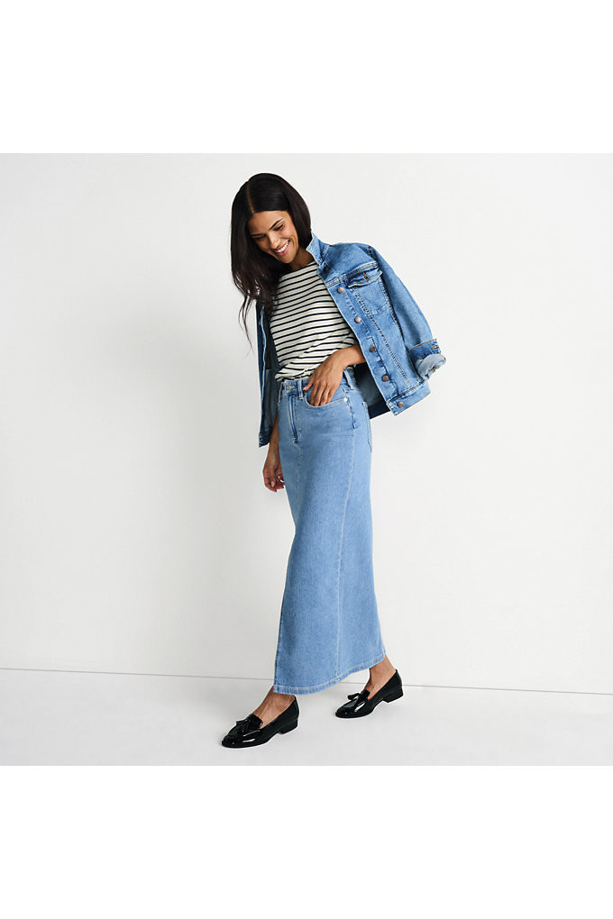 Women's Soft Denim Maxi Skirt - Lands' End - Blue - 14 | Lands' End (US)