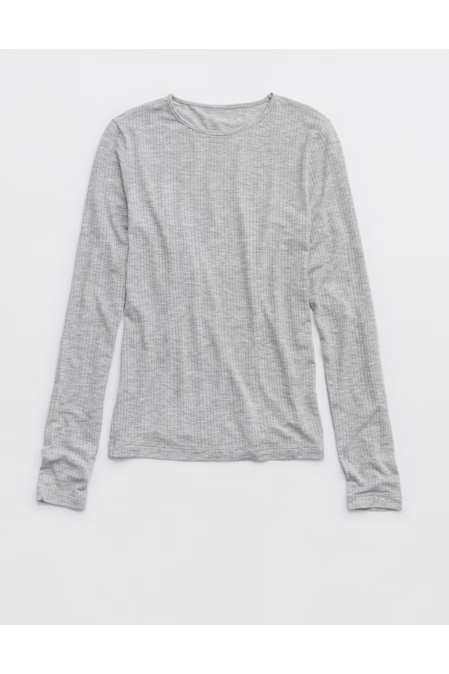 Superchill Modal Rib Long Sleeve T-Shirt Women's Medium Heather Gray L | Aerie