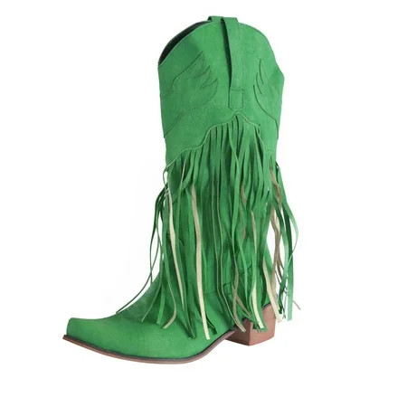 dmqupv Womens Boots Women s Leather Toe Tassel Low-heeled Shoes Western Ankle Cowboy Boots Knee High | Walmart (US)