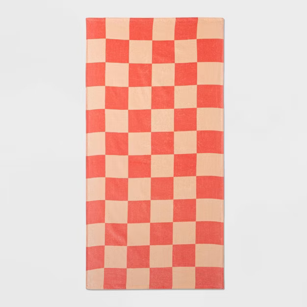 Check Printed Bath Towel Coral - Sun Squad™ | Target
