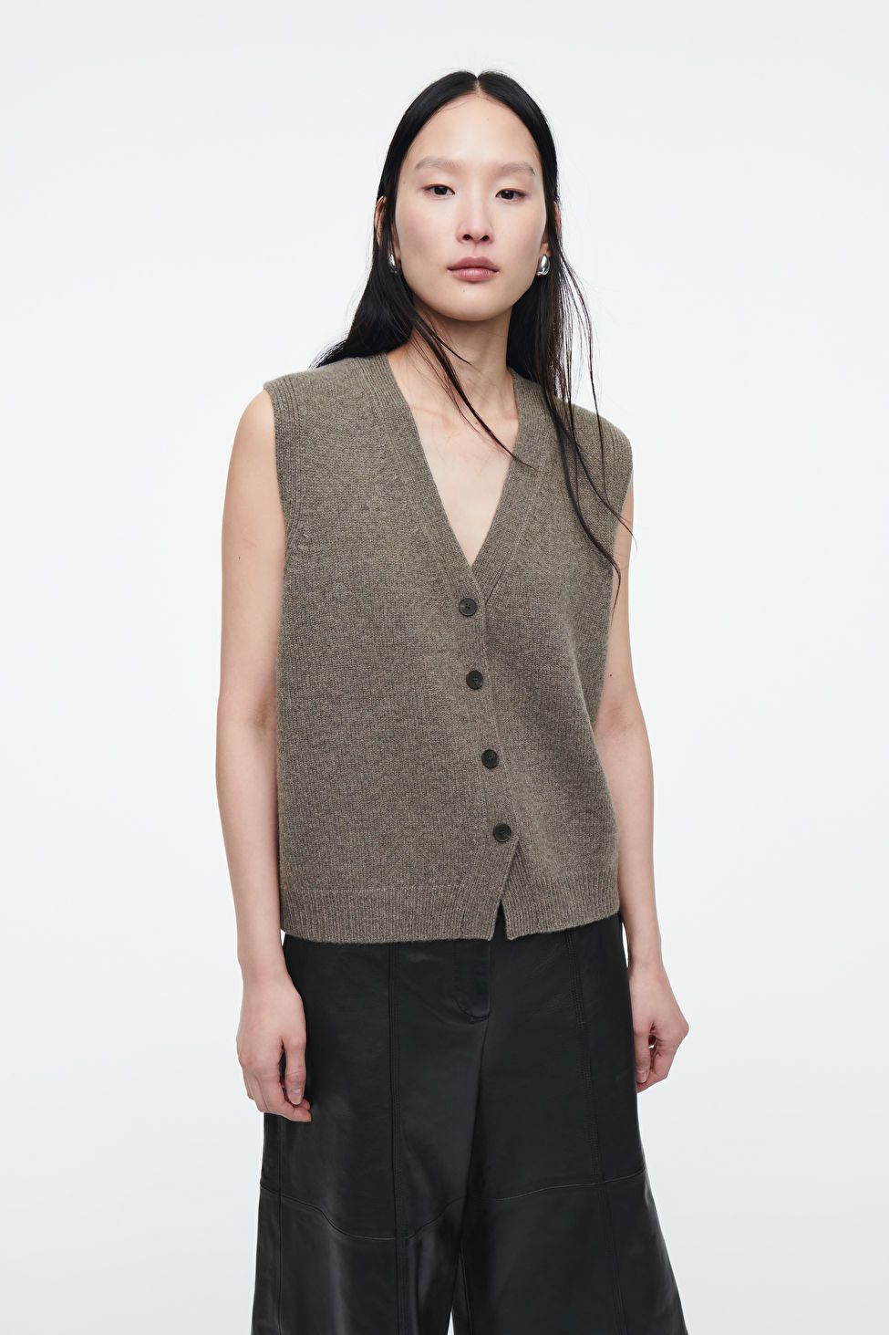 KNITTED CASHMERE-BLEND VEST - MOLE - COS | COS UK