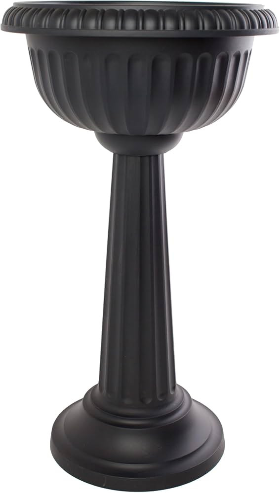 Bloem Grecian Urn Pedestal Planter, 18", Black | Amazon (US)