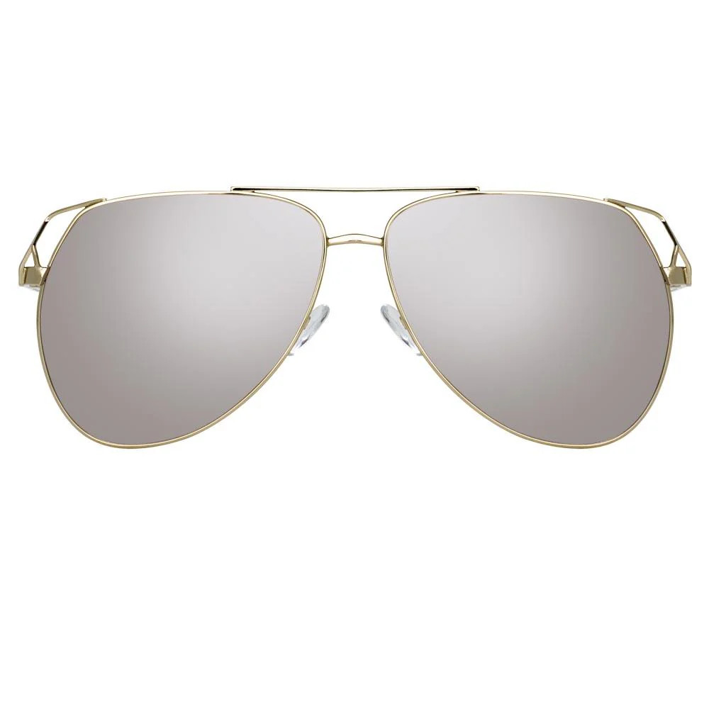 The Attico Telma Aviator Sunglasses in Silver | Linda Farrow