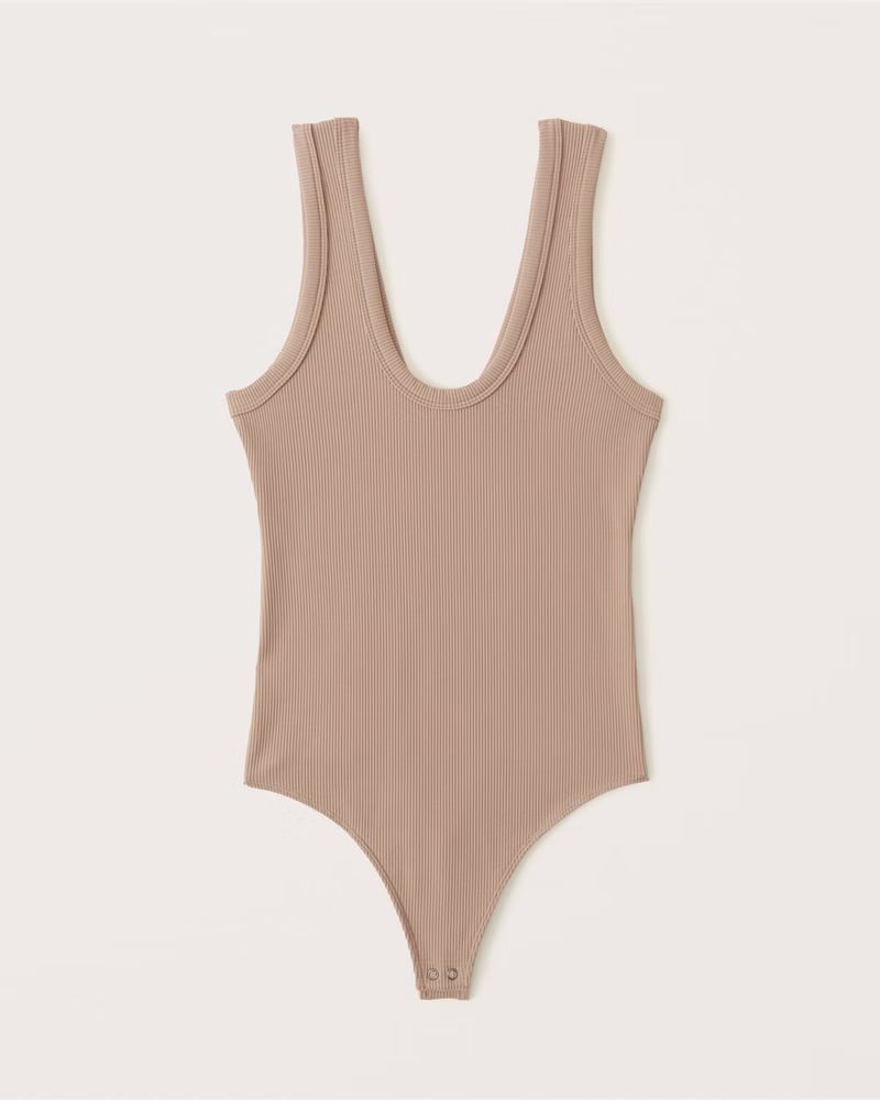 Seamless Rib Fabric Scoopneck Bodysuit | Abercrombie & Fitch (US)