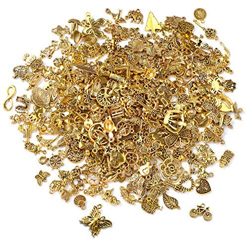 SANNIX 350Pcs Antique Gold Charms Bulk Lots Jewelry Making Charms Assorted | Amazon (US)